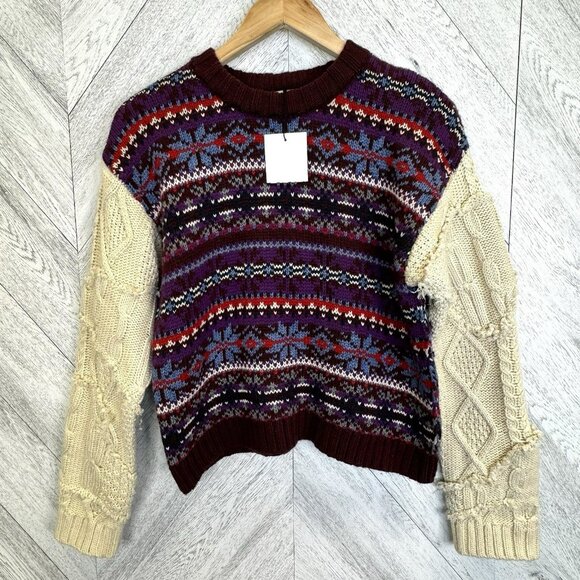 Zara Sweater Womens Size Small Fair Isle Knit Pullover Ski Winter Boxy New NWT - Picture 1 of 5